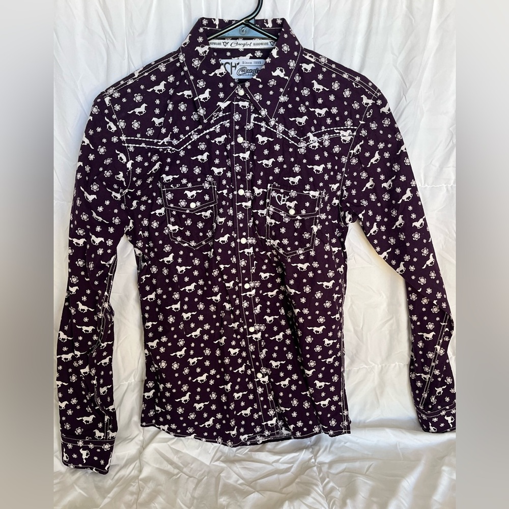 Cowgirl HARDWARE Girls Button Down Long Sleeve Top